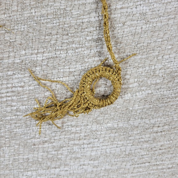 Vintage y2k Italian Gold Metallic Yarn Belt Circle Link Tassels Disco Boho main image 11